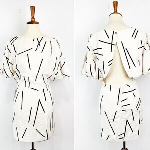 Dolce Vita black and white silk geometric dress open back cut out Size Small